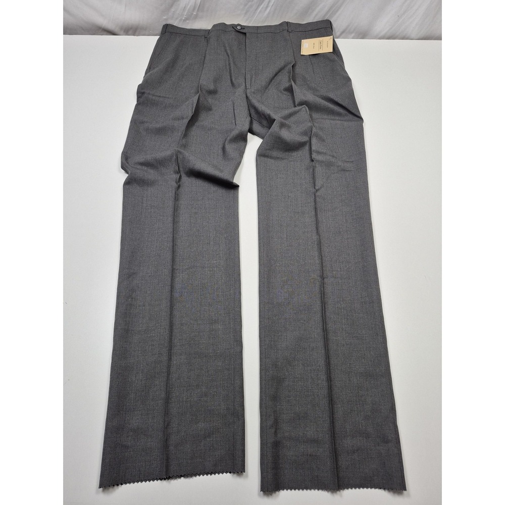 VTG John Michael Dress Pants Mens 44x36 Gray Merino Wool Pleated Unhemmed USA